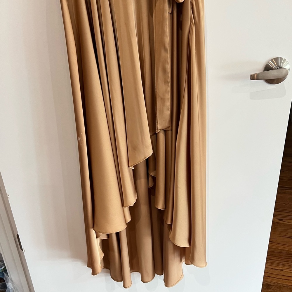 Lulus Fallen For You Champagne Gold Satin High-Low Maci Dress - Picture 10 of 11